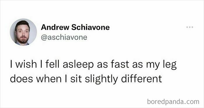 Funny social media post about falling asleep quickly, included in hilariously random posts to brighten your day.