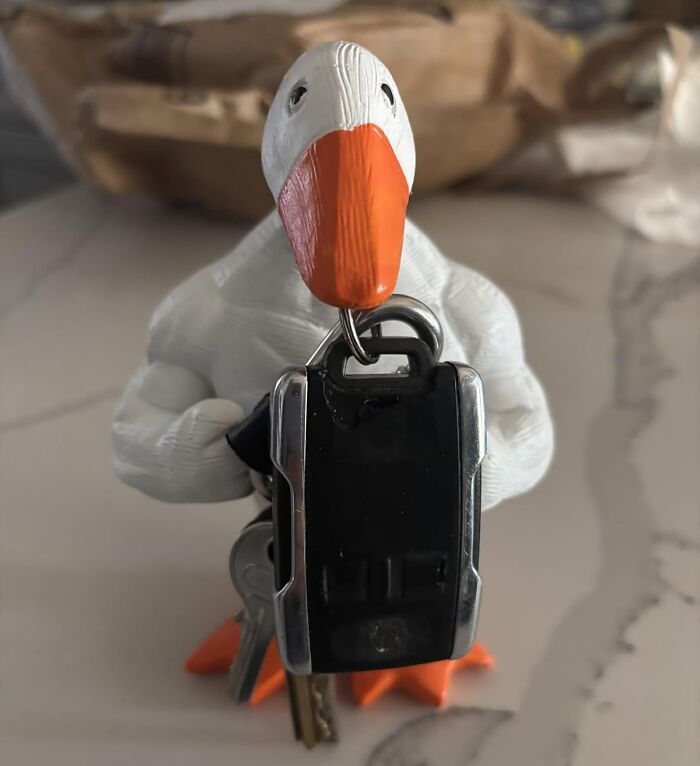 Goose-shaped key holder holding keys, one of 25 hilarious finds under $10 proving laughter doesn't need big budget.