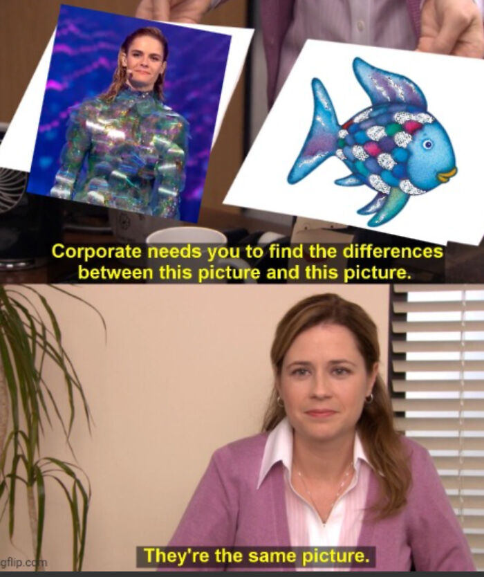 Woman comparing two images in a meme about Eurovision Song Contest, saying they are the same picture.