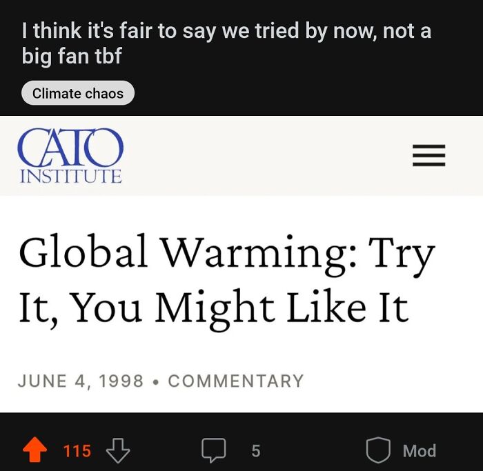 Screenshot of a 1998 article titled Global Warming, representing things that aged so bad and went sour.