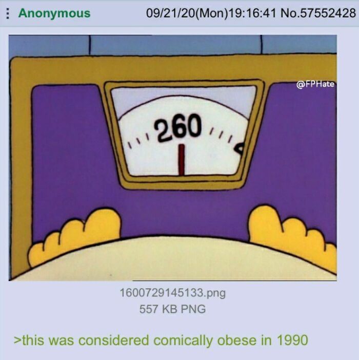 Cartoon character standing on a scale showing 260 pounds, highlighting things that aged so bad they went sour.