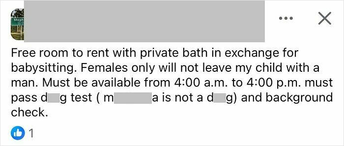 Screenshot of an entitled parent’s online post demanding strict babysitting rules, highlighting entitlement and control.