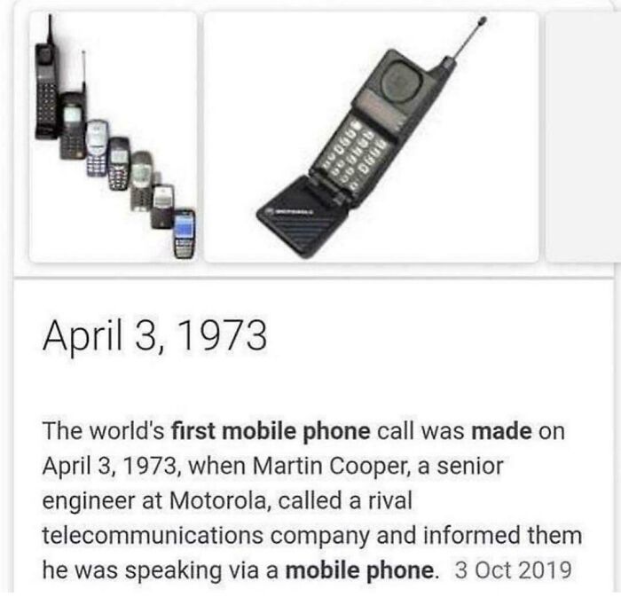 Evolution of the first mobile phone shown, highlighting the history of mobile phone technology since 1973.
