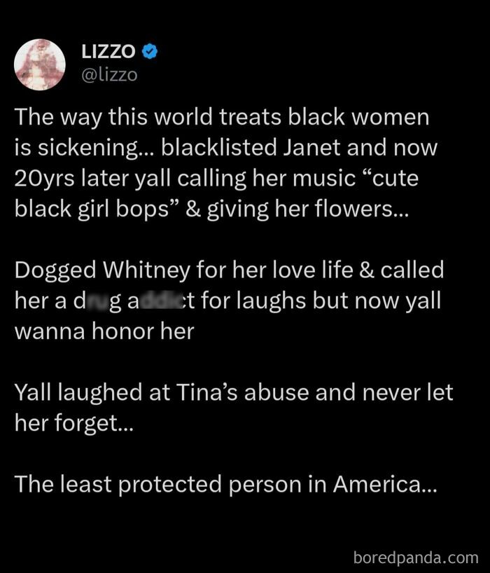 Screenshot of a controversial tweet discussing societal treatment of black women, shared as an outrageous hot take.