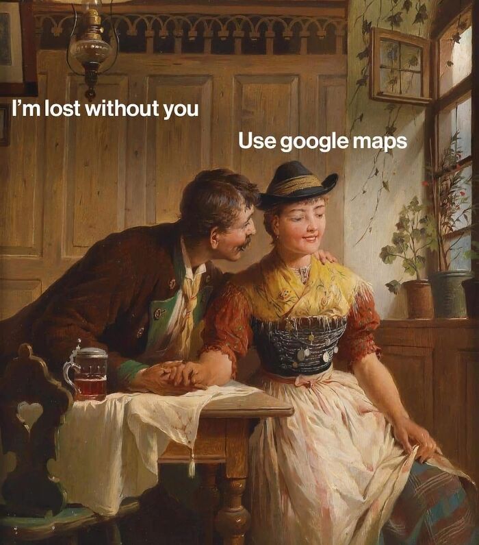 Classic art meme showing a couple with petty text humor, perfect for art memes with petty energy in daily breakdowns.