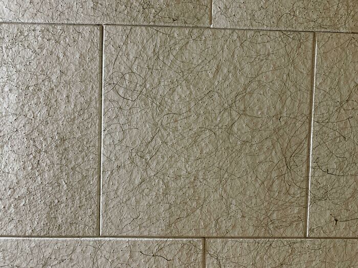 Close-up of a textured wall with random dark squiggly lines illustrating dumb interior design decisions.