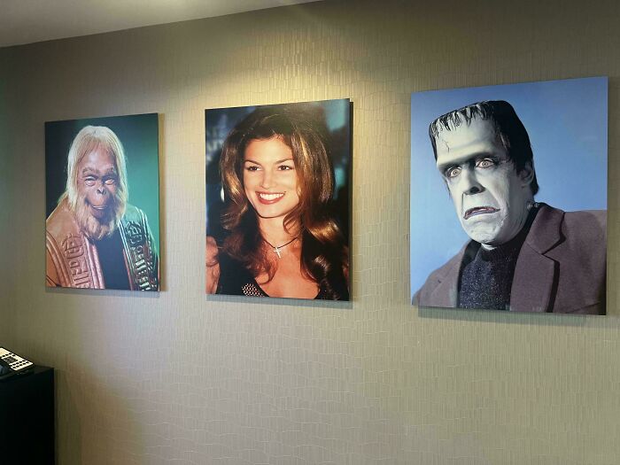 Wall art featuring unique character portraits as part of genius hotel design decisions showcasing creative decor ideas.