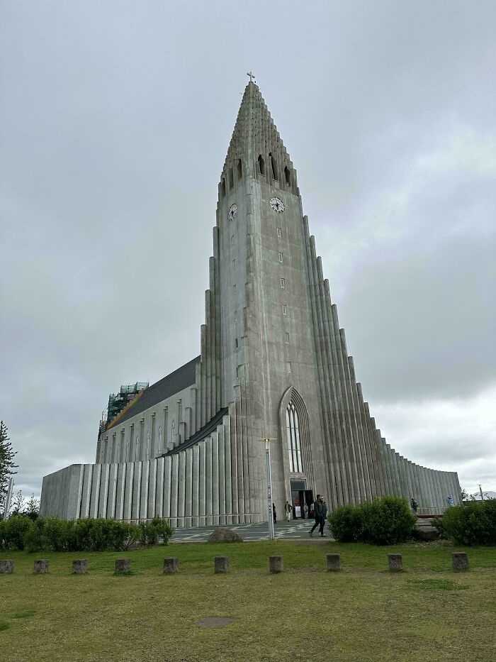 Unique church architecture with striking vertical design, an interesting thing that required a double take to realize its structure.