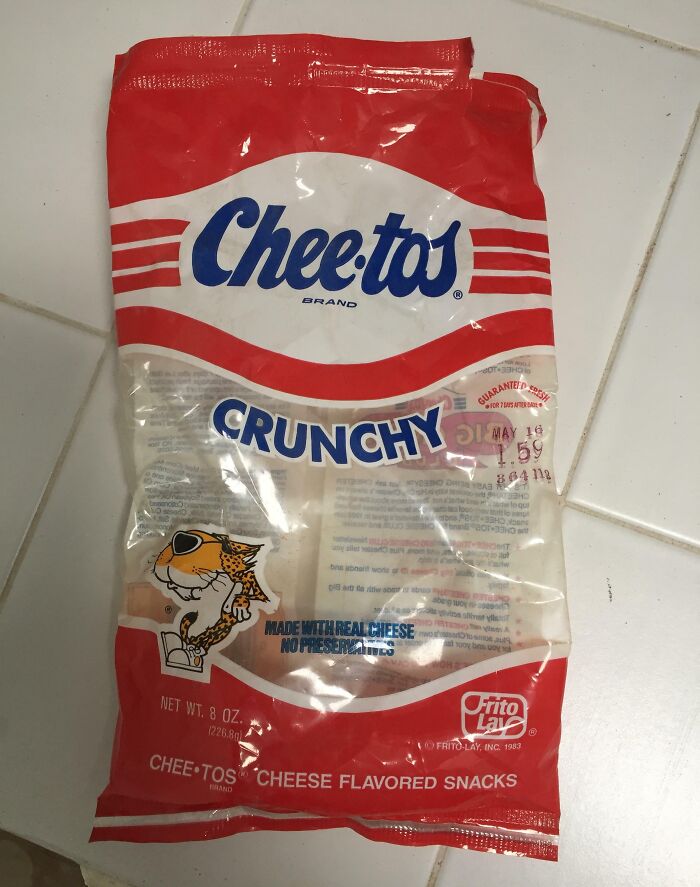 Vintage Cheetos Crunchy bag with retro design and packaging, portraying how things used to look in snack branding.