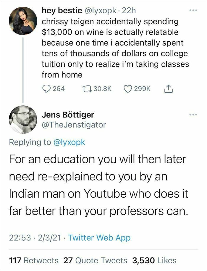 Tweet exchange about medical school education being better explained by an Indian YouTube tutor than professors, highlighting medical school memes.