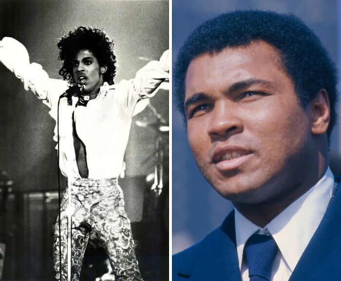 Split image showing a historic performance and a close-up portrait, symbolizing unexpected friendships between historical figures.