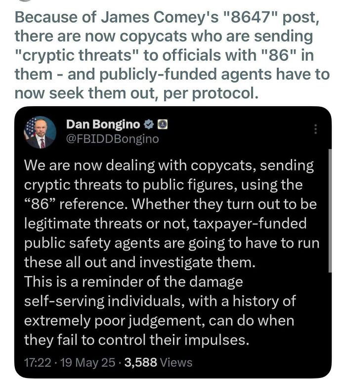 Screenshot of a tweet discussing chaotic good people’s unhinged acts involving cryptic threats and public safety investigations.