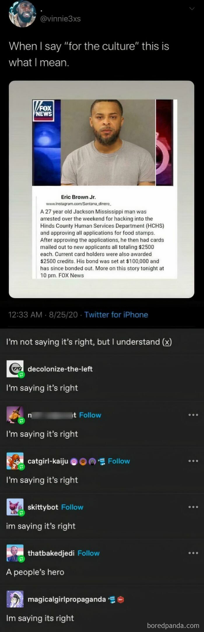 Man arrested for hacking food stamp applications praised in chaotic good acts with best intentions comments.