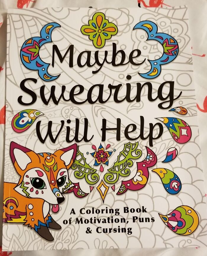 Colorful coloring book cover with fox and decorative patterns, representing gifts for a beautifully unhinged friendship.