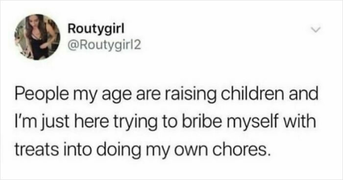 Screenshot of a relatable post about bribe tactics for chores reflecting the smile today cry tomorrow theme.