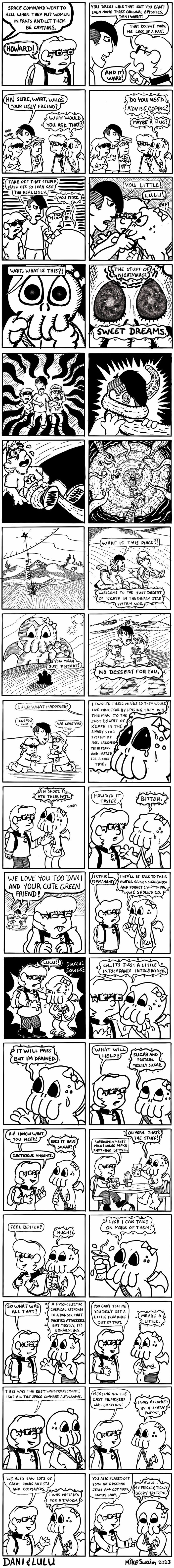 Black-and-white comic panels featuring quirky characters in humorous, wholesome scenes from 28 wholesome and witty comics by this artist.