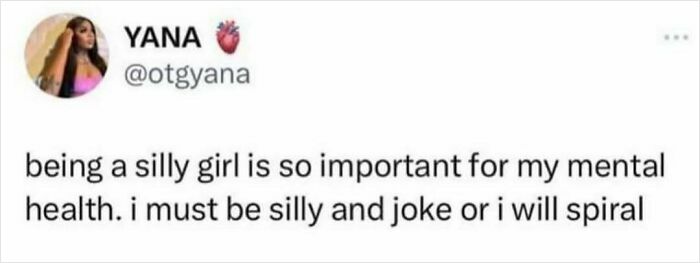 Social media post about the importance of being silly for mental health to smile today and improve your day.