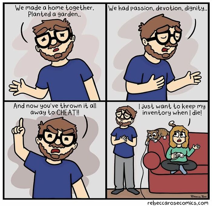 Cartoonist illustrating everyday awkwardness in a relatable comic showing a couple’s gaming and emotional conflict.
