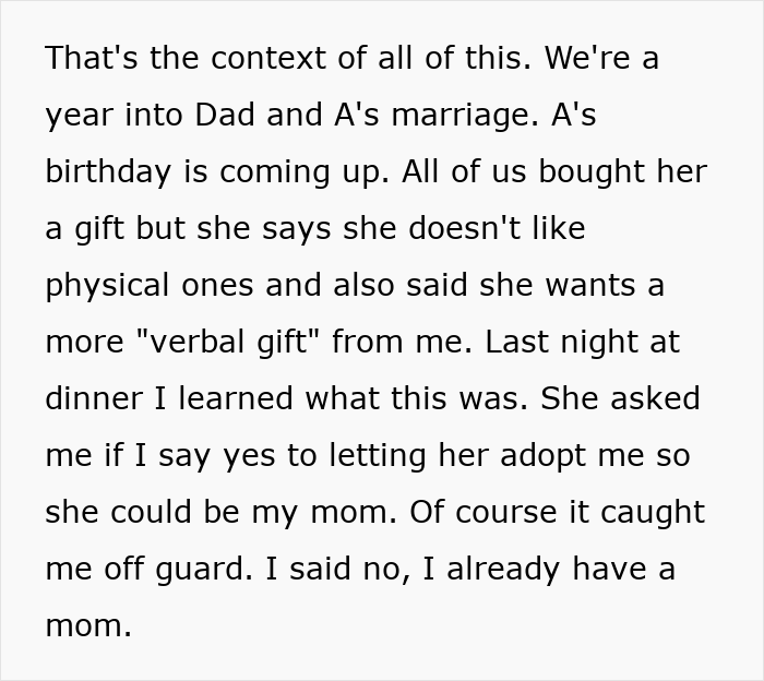 Stepmom Calls Teen&rsquo;s Bio Mom A &ldquo;Part-Timer&rdquo; When He Refuses To Be Adopted By Her