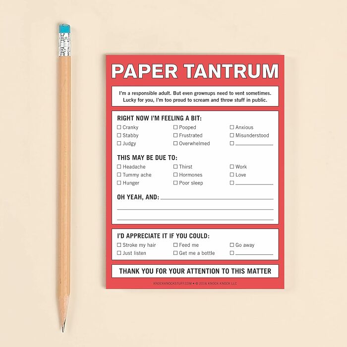 Paper Tantrum checklist notepad on beige background with pencil, a bestselling item pandas are buying right now.