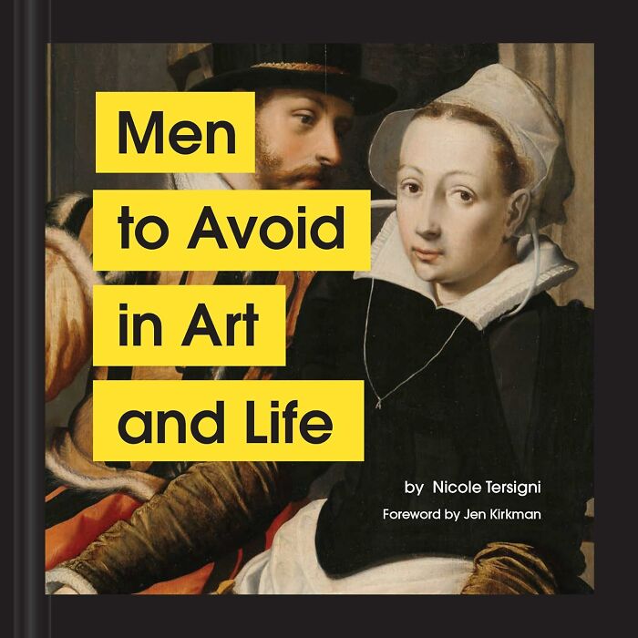 Cover image of Men to Avoid in Art and Life book featuring classic painting with man and woman, highlighting weirdly wonderful finds.