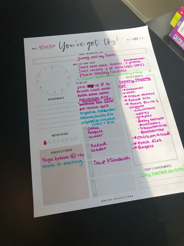 Daily planner filled with colorful notes and tasks, illustrating practical hacks to become a morning person effectively.