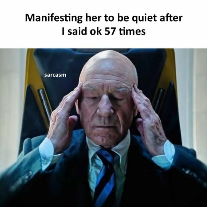 Man concentrating deeply with hands on temples in a humorous meme from a hilarious memes Facebook page.