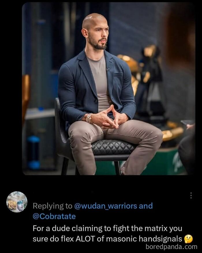 Man sitting in chair with a serious expression, representing outrageous hot takes shared publicly on social media.