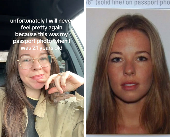 Two women showing before and after photos for People Share Glow Downs trend with age and appearance changes.