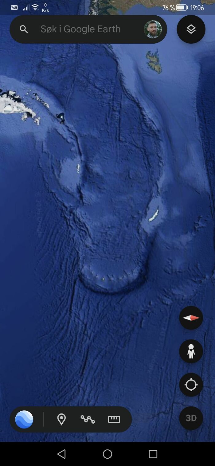Satellite view of an unusual ocean formation found on Google Earth, highlighting odd things discovered worldwide.