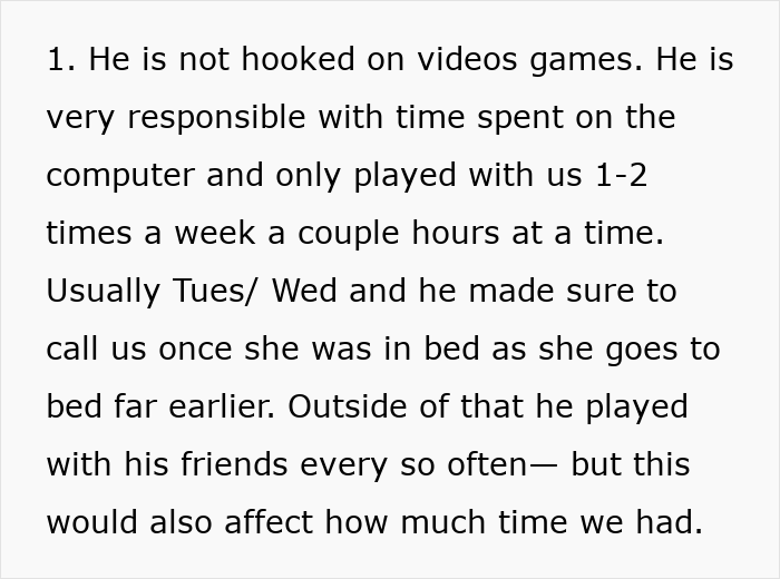 Text excerpt about a man responsible with gaming time before logging off, breaking siblings&rsquo; hearts.