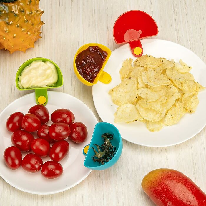 Plates with chips, tomatoes, sauces, and exotic fruits showcasing Amazon hidden gems and unique snacks discovery.