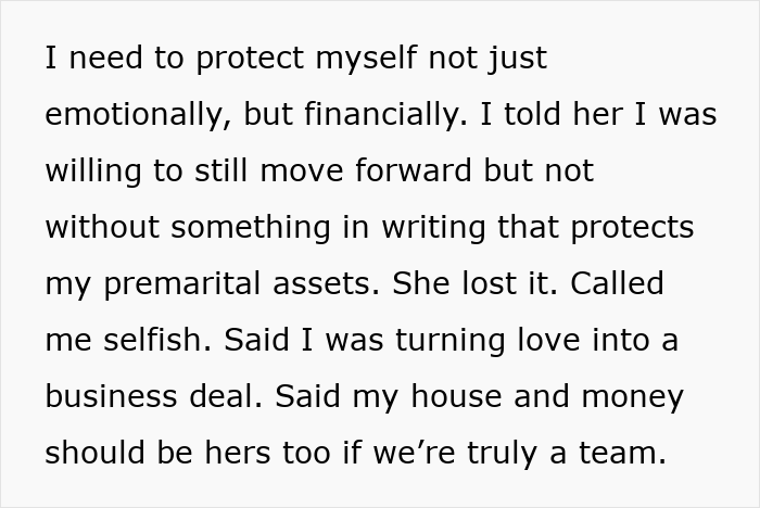 Bride-to-be rejects prenup to protect premarital assets after secret credit card debt is revealed.