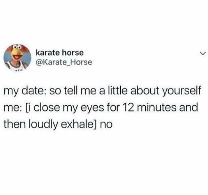 Funny pic showing a humorous text exchange about avoiding personal questions during a date, great for mental breakdown laughs.