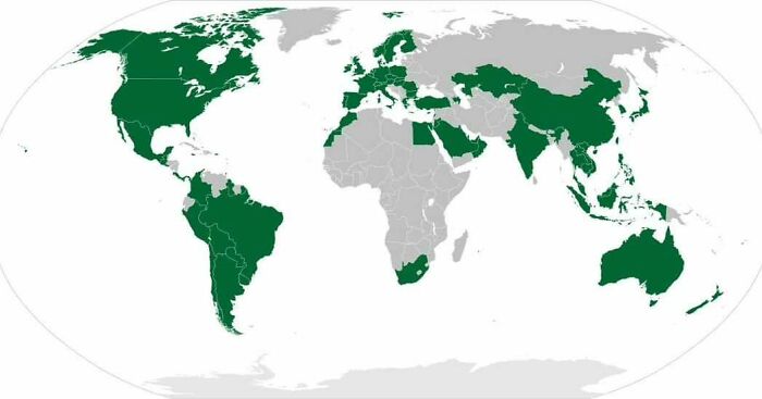 World map highlighting countries in green to showcase curious maps expanding knowledge of global geography and borders.
