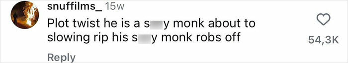 Screenshot of a social media comment reacting to a story about a former pole dancer who becomes a monk.