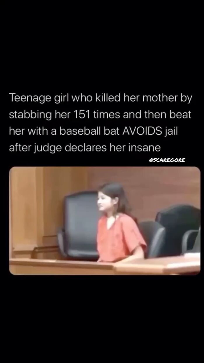 Teenage girl in courtroom wearing orange jumpsuit in disturbing and unsettling events that actually happened case.