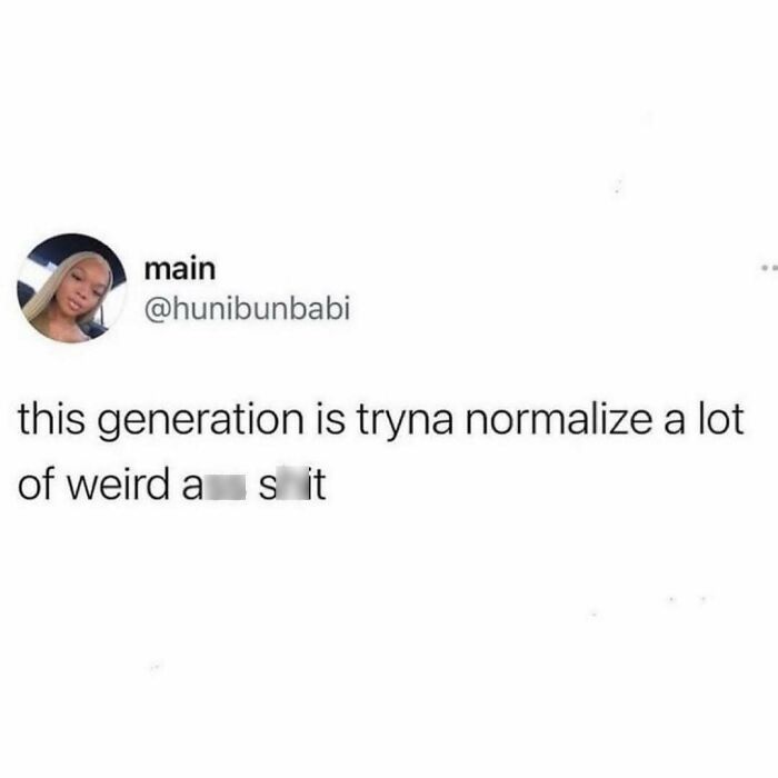 Tweet by user @hunibunbabi expressing thoughts related to shower feels and generational normalization of unusual behaviors.