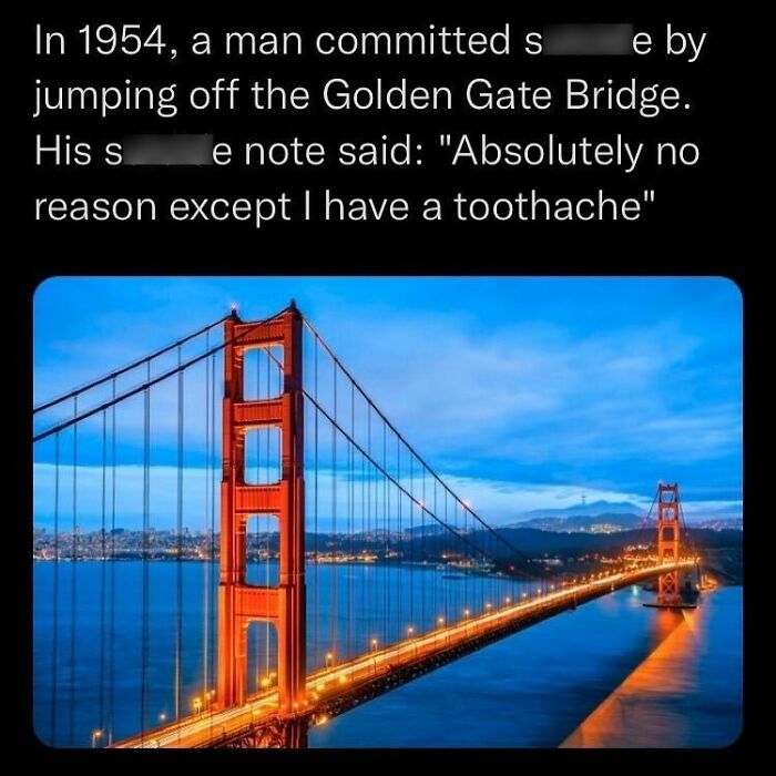 Text about a disturbing and unsettling event from 1954 involving a man jumping off the Golden Gate Bridge.