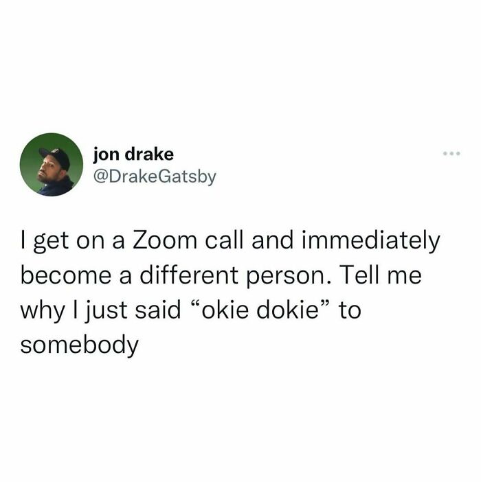 Funny random post about Zoom calls and awkward moments, featured in hilariously random posts to brighten your day.