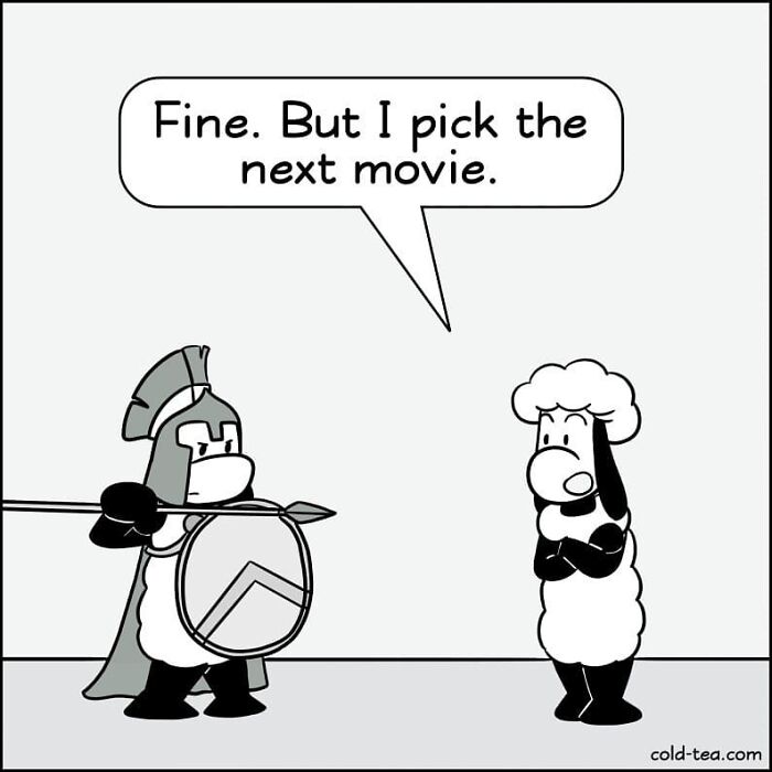 Comic panel featuring wacky sheep characters in a humorous scene from new comics by Kowo with dry humor elements.