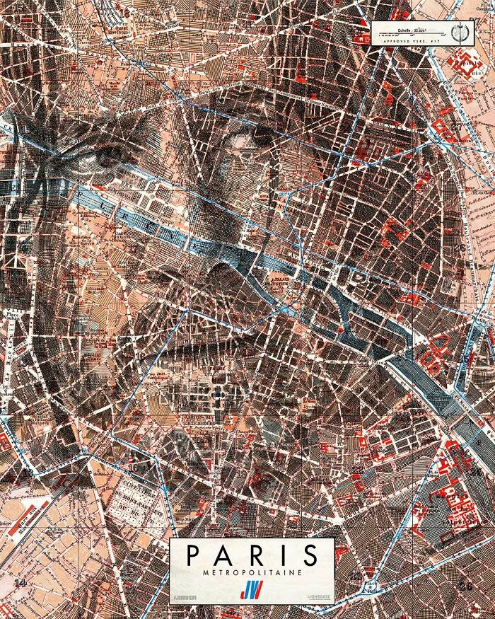 Vintage Paris city map overlay highlighting curious maps to expand knowledge of the world with intricate street details.