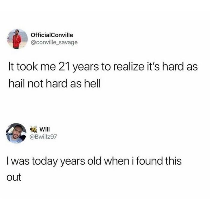 Two social media posts sharing relatable moments about language confusion, fitting the shower feels and very relatable posts theme.