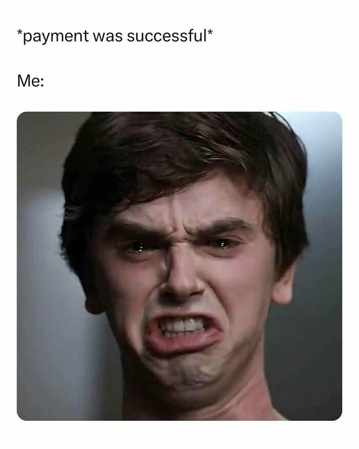 Young man making a frustrated face meme representing millennial mind reactions on an Instagram page.
