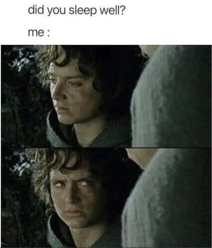 Sad millennial meme from Instagram page reflecting millennial mind with tired expression and caption did you sleep well.