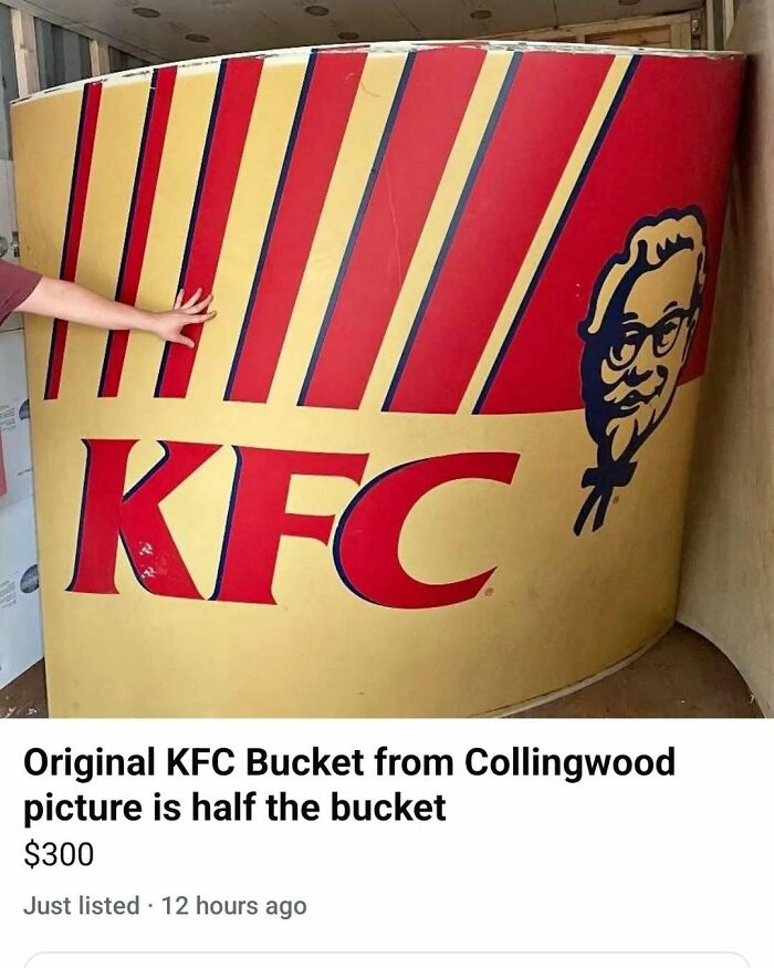 Giant original KFC bucket listed for sale on Facebook Marketplace showing the wild and unusual item listings.
