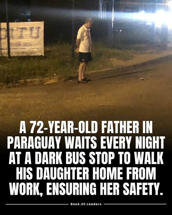 72-year-old father in Paraguay waits nightly at dark bus stop to safely walk his daughter home teaching valuable life lessons.