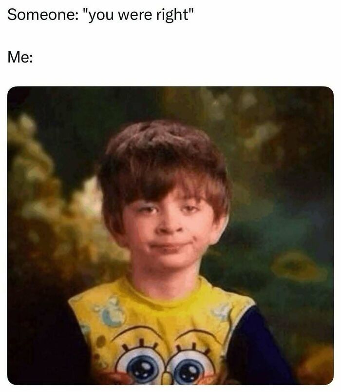 Child with a skeptical expression wearing a SpongeBob shirt, depicting relatable memes for those who could use a chuckle today.