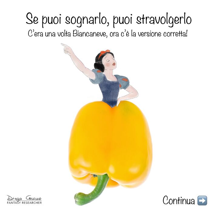 Creative illustration transforming a bell pepper into a dress, blending everyday objects with imaginative art.