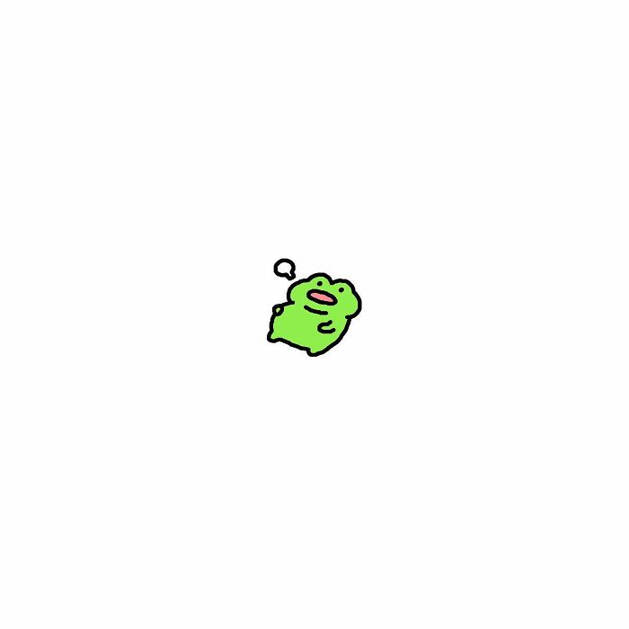 Simple illustration of a green frog with big feelings expressing life's little struggles in a minimal style.
